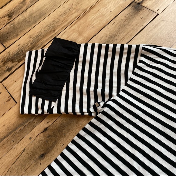 All Row black and white stripped Ruffle tee - Picture 4 of 6